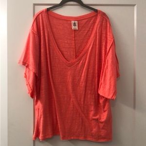 Free People Bright Coral Tee